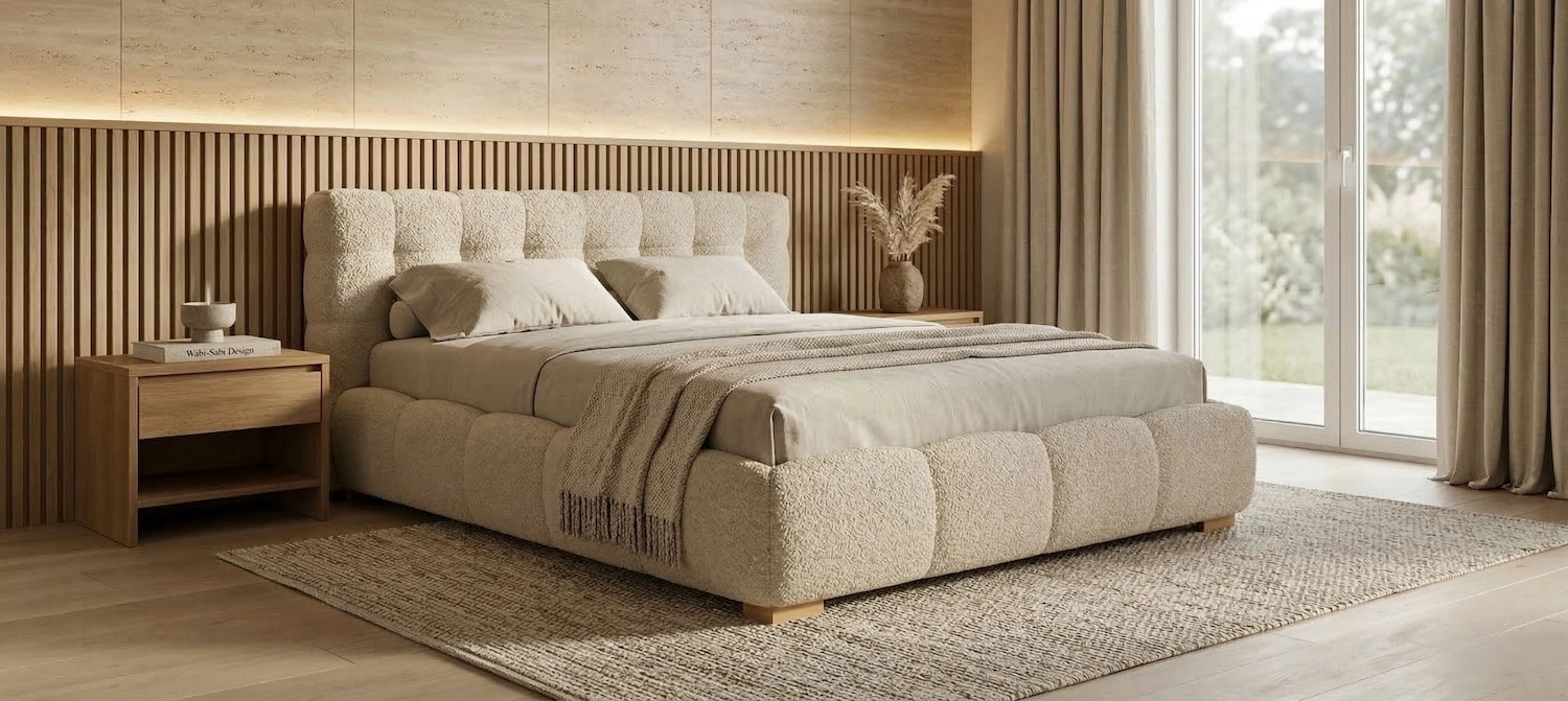 Łóżko tapicerowane Belly New Elegance w nowoczesnej sypialni